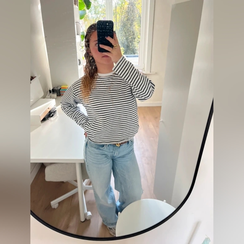 Pull&Bear Black and White Striped Blouse